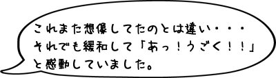 これまた想像してたのとは違い・・・それでも緩和して「あっ！うごく！！」と感動していました。
