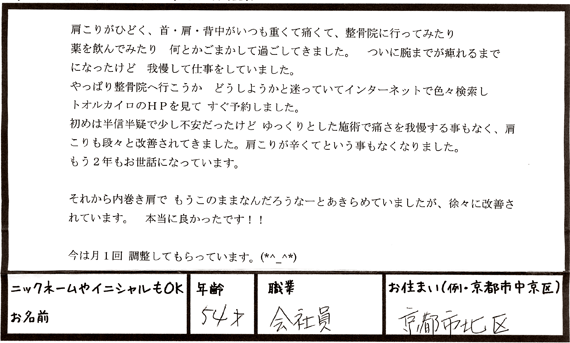 首こり 肩こり 背中痛