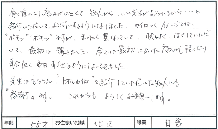 肩こり 首こり 膝痛